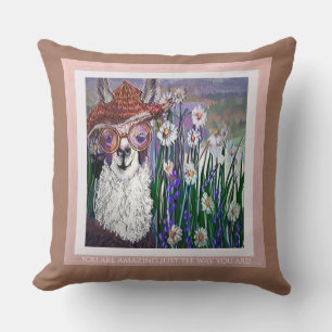 Llama, Dressed Up and Free Throw Pillow