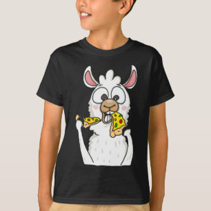 Llama Eating Pizza Funny Alpaca Pizza Food Lover F T-Shirt