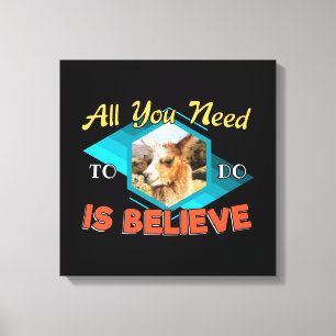 Llama Encouragement Mindset Quote - Believe Canvas Print