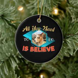 Llama Encouragement Mindset Quote - Believe Ceramic Ornament