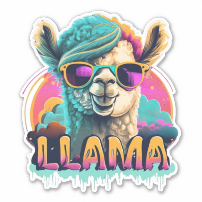 Llama Explorez Notre Adorable Sticker Llama Collec (Devant)