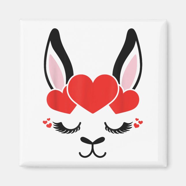 Llama Eyelashes Alpaca Face St. Valentine’s Day Co Magnet (Front)