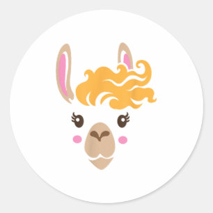Llama Face Eyelashes Halloween Costume Hairstyle Classic Round Sticker
