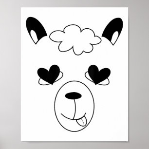 Llama Face Halloween Costume Funny St. Valentine’s Poster