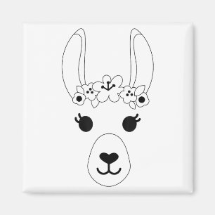 Llama Face Halloween Costume Wreath Flowers Alpaca Magnet