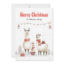 Llama Famille 3 Noël Carte de vacances
