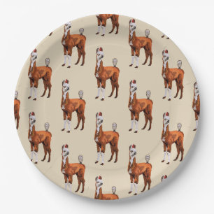 LLAMA & FEATHERS PAPER PLATE