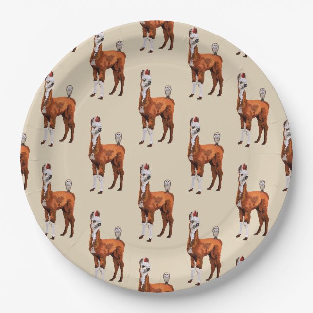 LLAMA & FEATHERS PAPER PLATE (Front)
