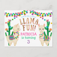 Llama, Fiesta Anniversaire de l'invitation carte p
