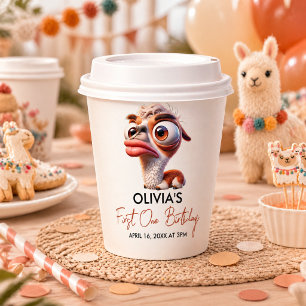 Llama Fiesta Funny Caricature 1st Birthday Paper Cups