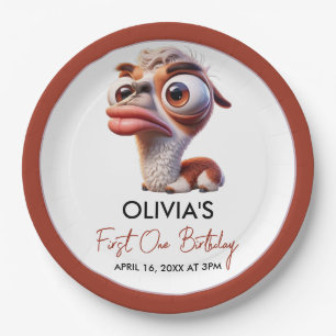 Llama Fiesta Funny Caricature 1st Birthday Paper Plate