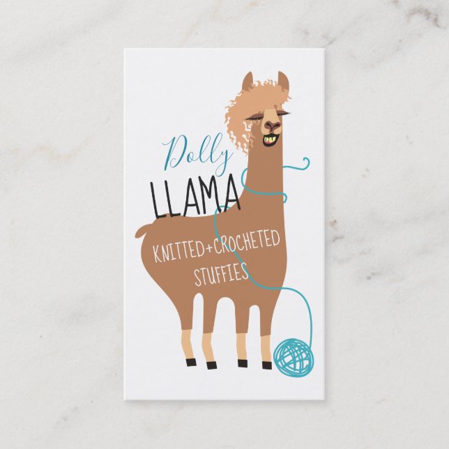 Llama fil tricot crochet artisanat carte de visite (Devant)