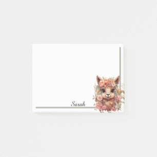 Llama Floral Add Recipients Name Office Gift Post-it Notes