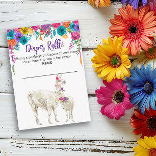 Llama Floria Fiesta Diaper Raffle Baby Shower Enclosure Card
