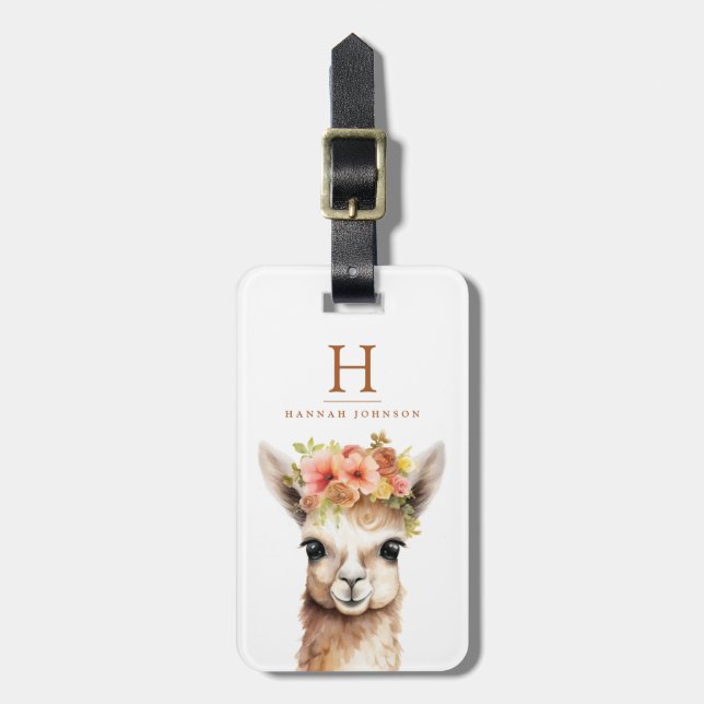 Llama Flowers Luggage Tags (Front Vertical)