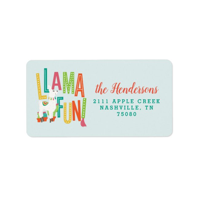 Llama Fun Birthday Party Alpaca Return Address Label (Front)