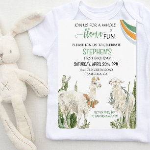 Llama Fun Birthday Party Fiesta Cactus   Invitation