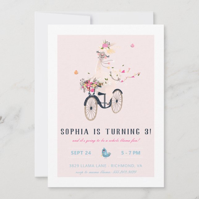 Llama Fun Birthday Party Invitation (Front)
