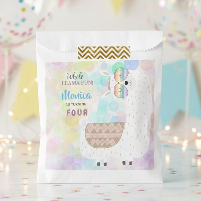 LLama fun, colorful pastel kids birthday Favour Bag (Creator Uploaded)