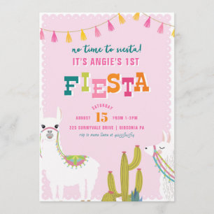 Llama Fun Fiesta Alpaca Birthday Invitation