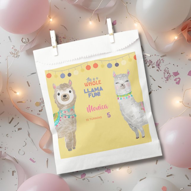 LLama fun, kids birthday in yellow Favour Bag (Creator Uploaded)