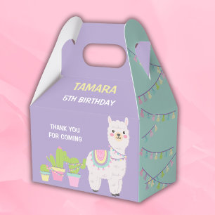 LLAMA FUN Lila and aqua Favour Box