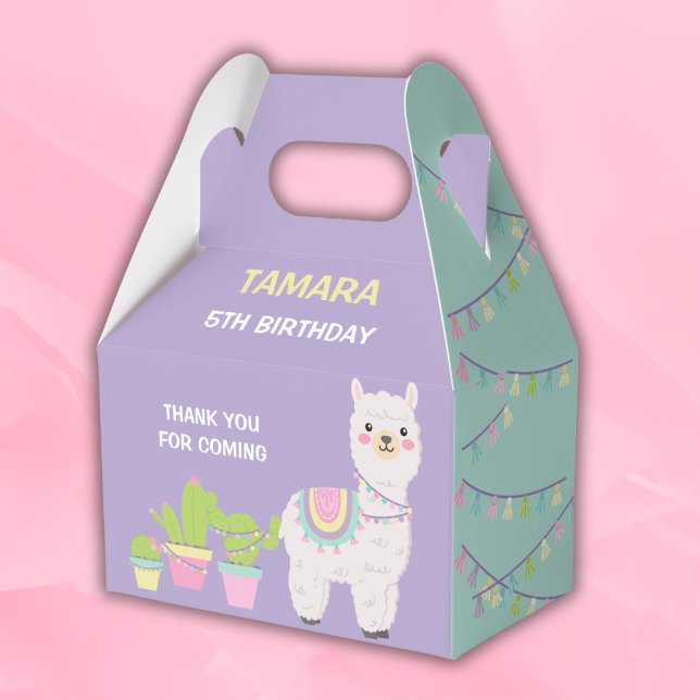 LLAMA FUN Lila and aqua Favour Box (Creator Uploaded)