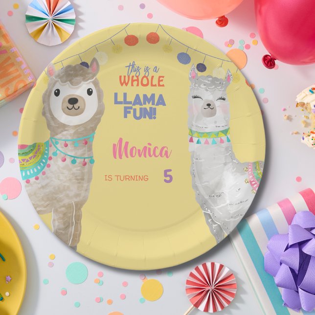 LLama fun, mini zoo birthday Paper Plate (Creator Uploaded)