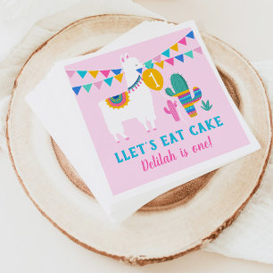 Llama Fun Pink Birthday Girl Fiesta Napkin