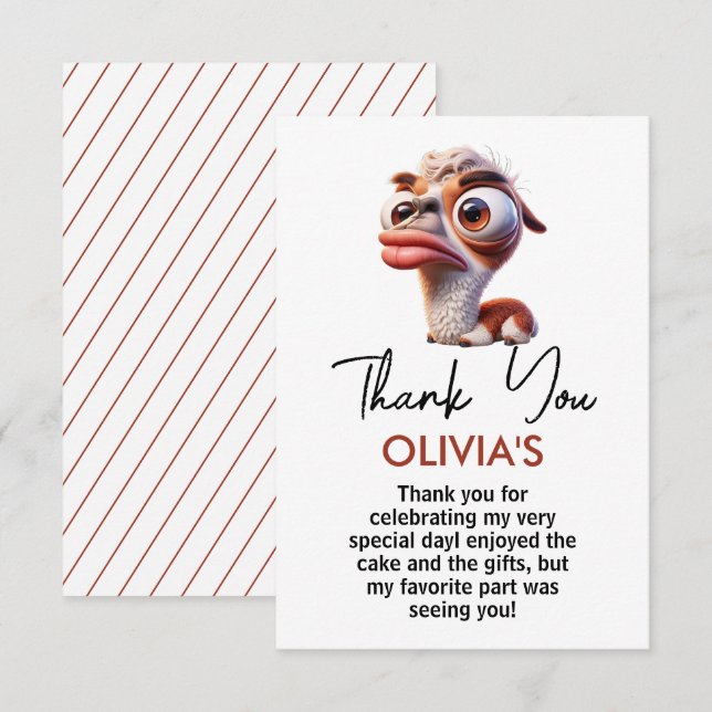 llama funny Caricatures Mexican 1st Birthday  Thank You Card (Front/Back)