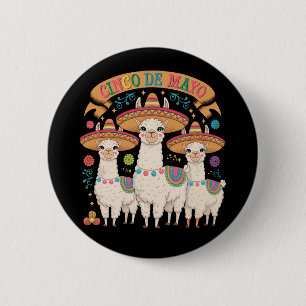 Llama Funny Cinco De Mayo Fiesta Party 2 Inch Round Button