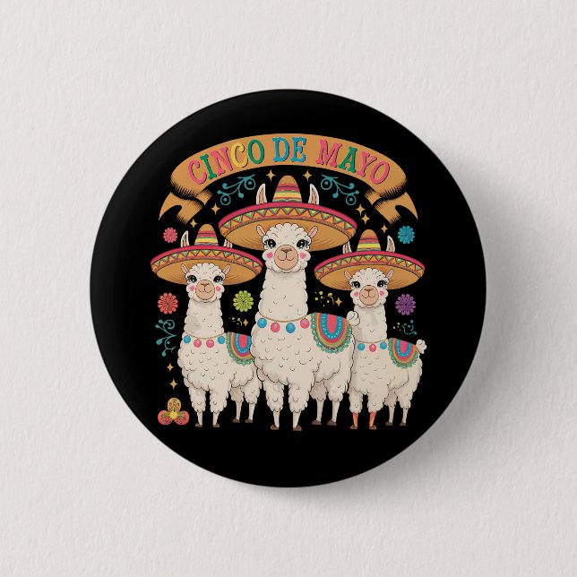 Llama Funny Cinco De Mayo Fiesta Party 2 Inch Round Button (Front)