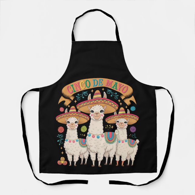 Llama Funny Cinco De Mayo Fiesta Party Apron (Front)