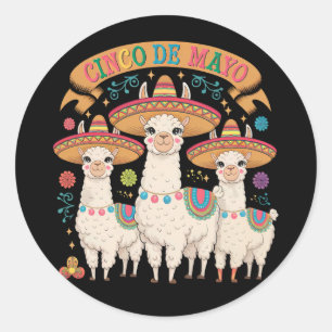Llama Funny Cinco De Mayo Fiesta Party Classic Round Sticker