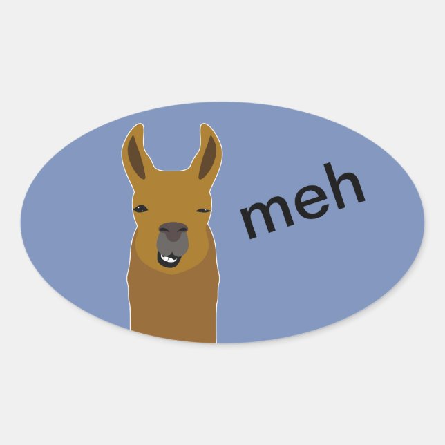 Llama Funny Face Oval Sticker (Front)
