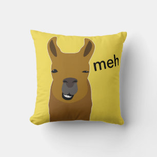 Llama Funny Face Throw Pillow