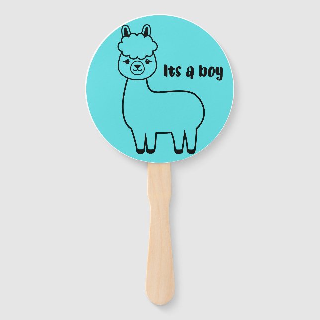 Llama gender reveal hand fan (Front)