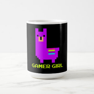 Llama Gift Cute Alpaca Llama Gamer Girl 8-Bit Coffee Mug