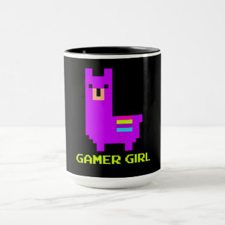Llama Gift | Cute Alpaca Llama Gamer Girl 8-Bit Mug