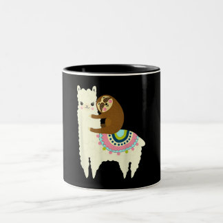 Llama Gift | Cute Llama & Sloth, Best Friends Two-Tone Coffee Mug