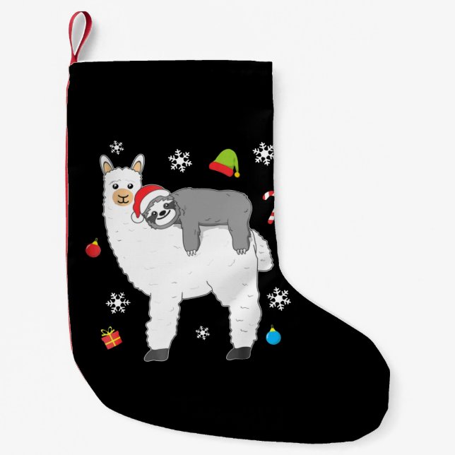 Llama Gift | Llama Together Monkey Funny Small Christmas Stocking (Front)