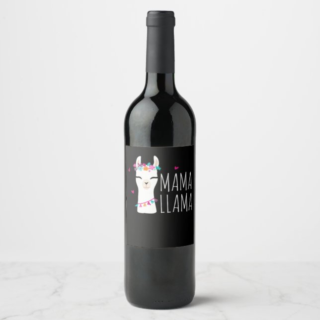 Llama Gift | Mama Llama Wine Label (Front)