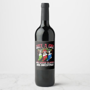 Llama Gift   Who Loves Llamas And Christmas Wine Label