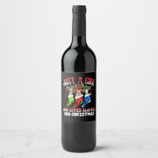 Llama Gift | Who Loves Llamas And Christmas Wine Label