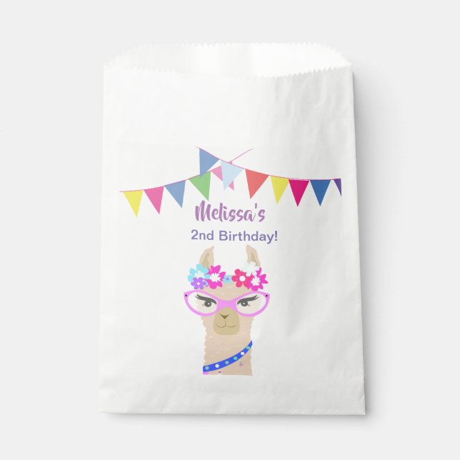 llama girl birthday favour bags (Front)