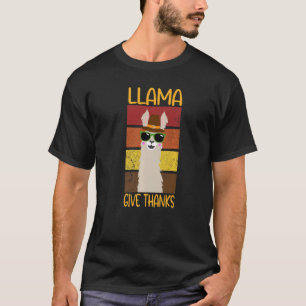 Llama Give Thanks   Smiling LLama Portrait Sunset  T-Shirt