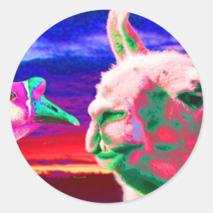 Llama, Goose, Orca, Goat, Bunny Montage Classic Round Sticker