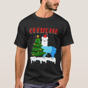 llama Grandma Santa Hat Xmas Pajama Family Matchin T-Shirt