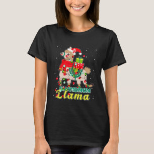 Llama Grandmom Wear Santa Hat Xmas Pajama Outfit T-Shirt