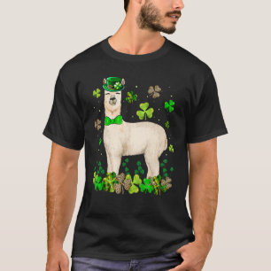 Llama Green Buffalo Plaid Lucky Shamrock St. Patri T-Shirt